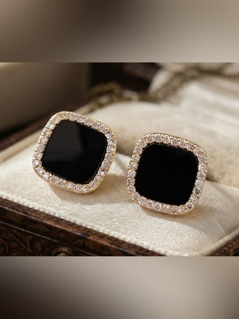 Gold and Black Square Stud Earrings - Women Jewelry. 3 for $10!NWT